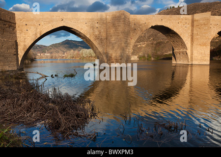 Brücke über den Fluss Ebro, Briñas, La Rioja, Spanien Stockfoto