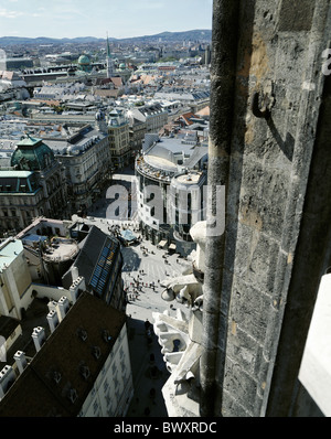 Karntnerstrasse-Österreich-Europa-Blick vom Kirchturm Kirchturm Übersicht Vienna Stockfoto