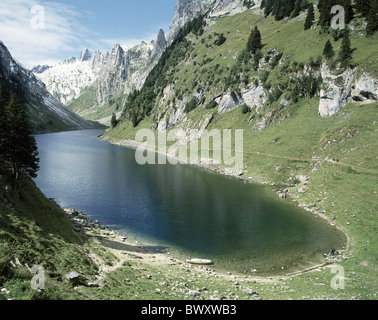 Alpstein Landschaft Alpen Berg See Fahlensee Rocky Mountains Kanton Appenzell Innerrhoden Schweiz Europ Stockfoto