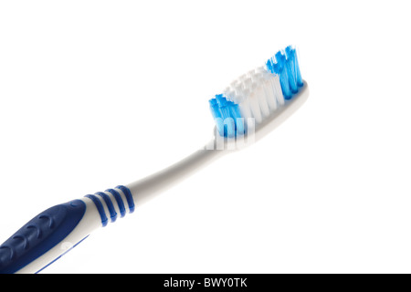 Bild der blaue Zahnbürste auf weißem Hintergrund Stockfoto