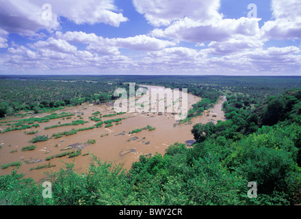 braune Wasser Kruger Nationalpark Nationalpark Fluss Letaba Fluss Nordprovinz Landschaft Flusslandschaft Stockfoto