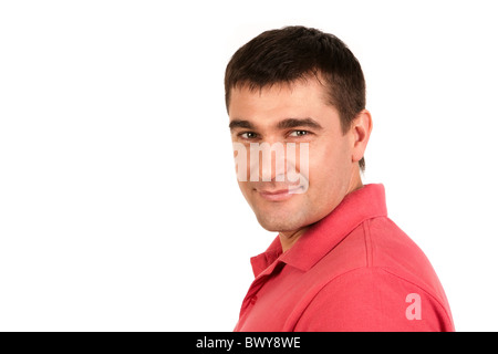 Porträt von gut aussehender Mann lächelnd und Blick in die Kamera Stockfoto