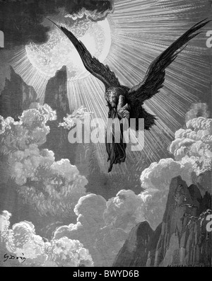 Gustave Doré; Dante und der Adler von Alighieris göttliche Komödie; Schwarz / weiß-Gravur Stockfoto