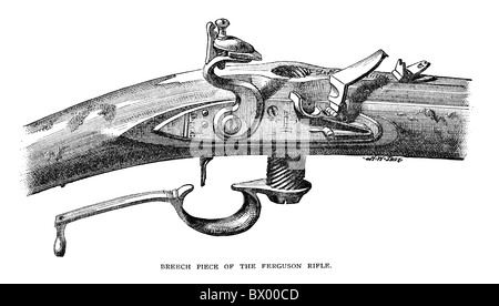 Verschluss-Stück der Ferguson Gewehr. Ursprünglich veröffentlicht im Januar 1880 in Scribner es Monatszeitschrift. Stockfoto