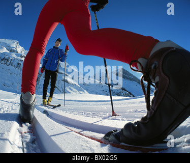 Alpine Beine Alpen Berner Oberland detail Kandersteg Kanton Bern Langlauf Kreuz-countr Stockfoto