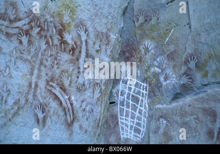 Kunst der Aborigines Aborigines Australien Carnarvon Nationalpark Gemälde Rockkultur Schlucht Abschnitt historische Stockfoto
