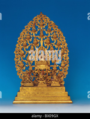 Gold vergoldet Je Tsongkhapa Statue, Potala Palast, Lhasa, Tibet, China Stockfoto