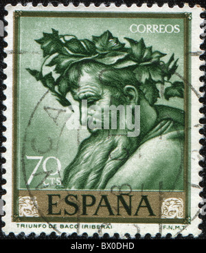 Spanien - ca. 1963: Eine Briefmarke gedruckt in Spanien zeigt Triumph des Bacchus von José de Ribera, ca. 1963 Stockfoto