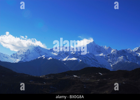 Majestätischen Blick auf Kawa Karpo Peak, Meili Snow Mountain, Shangri-La, tibetischen autonomen Präfektur DiQing, Provinz Yunnan, China Stockfoto