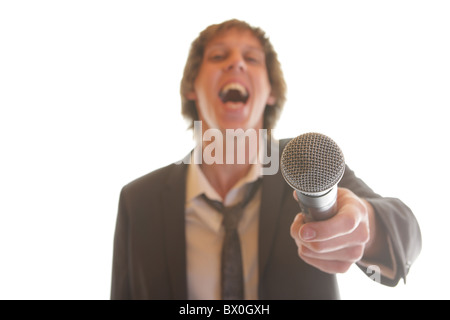 Der Multi-talentierte Musiker und Entertainer Andy Ferris begann als Kinderanimateur. Er kann auch sein Gesetz wegen Hörbehinderung unterzeichnen. Stockfoto