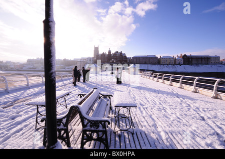 Schnee auf Cromer Pier, North Norfolk Stockfoto