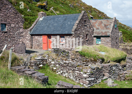 Irische Hungersnot Dorf, Dungeagan, Ballinskelligs County Kerry Irland Stockfoto