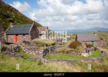 Irische Hungersnot Dorf, Dungeagan, Ballinskelligs County Kerry Irland Stockfoto