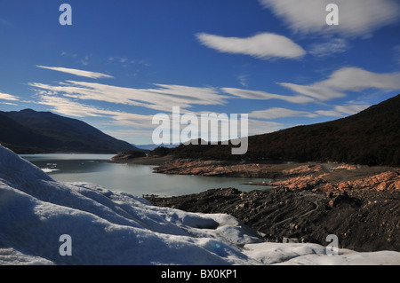 Ansicht des Brazo Rico See Talboden, gesehen von der steilen Flanken der Perito-Moreno-Gletscher, Anden, Patagonien, Argentinien Stockfoto