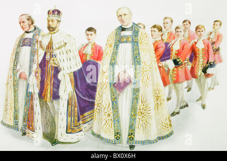 König George V in Westminster Abbey für seine Krönungszeremonie, Stockfoto