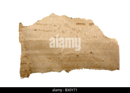 Abstrakte Pappe zerrissen isolierten auf weißen Hintergrund. Stockfoto