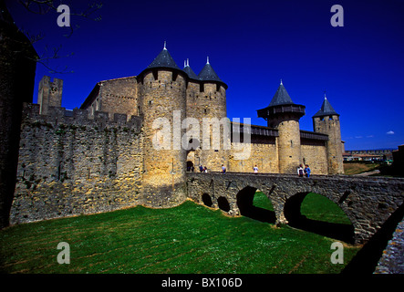 Count's Castle, Schloss Comtal, militärische Festung, Katharer, albigenser Kriege, Kreuzzüge, La Cite, Stadt Carcassonne, Languedoc-Roussillon, Frankreich Stockfoto