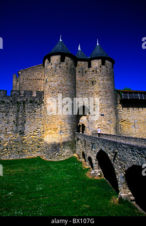 Count's Castle, Schloss Comtal, militärische Festung, Katharer, albigenser Kriege, Kreuzzüge, La Cite, Stadt Carcassonne, Languedoc-Roussillon, Frankreich Stockfoto