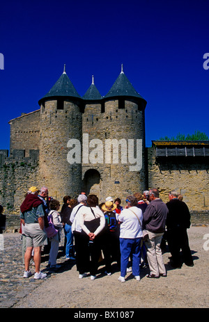 Count's Castle, Schloss Comtal, militärische Festung, Katharer, albigenser Kriege, Kreuzzüge, La Cite, Stadt Carcassonne, Languedoc-Roussillon, Frankreich Stockfoto