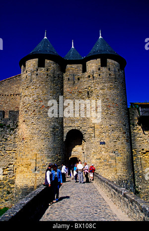 Count's Castle, Schloss Comtal, militärische Festung, Katharer, albigenser Kriege, Kreuzzüge, La Cite, Stadt Carcassonne, Languedoc-Roussillon, Frankreich Stockfoto