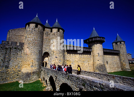 Count's Castle, Schloss Comtal, militärische Festung, Katharer, albigenser Kriege, Kreuzzüge, La Cite, Stadt Carcassonne, Languedoc-Roussillon, Frankreich Stockfoto