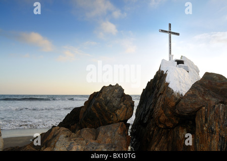 "Animita" (kleine Seele, Spanisch). Kleines Denkmal von Verwandten gebaut und platziert, wo jemand sterben auf tragische Weise bei einem Unfall hat Stockfoto