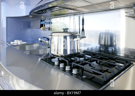 Blau Silber Küche moderne Architektur Dekoration Interior design Stockfoto