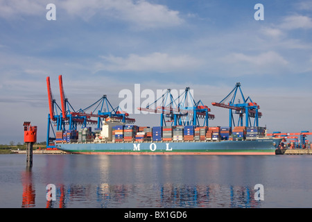 Containerterminals im Hamburger Hafen, Deutschland Stockfoto