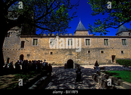 Des Grafen Schloss, Château Comtal, militärische Festung, Katharer, albigenser Kriege, Kreuzzüge, la Cite, Stadt Carcassonne, languedoc-Roussillon, Frankreich Stockfoto