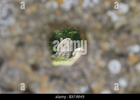 Rollright Stones Lücke in einem Stein Stockfoto