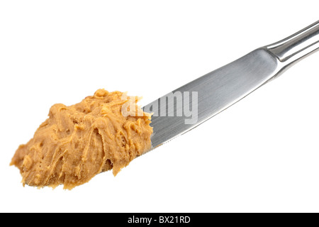 Knifeful crunchy Erdnussbutter Stockfoto