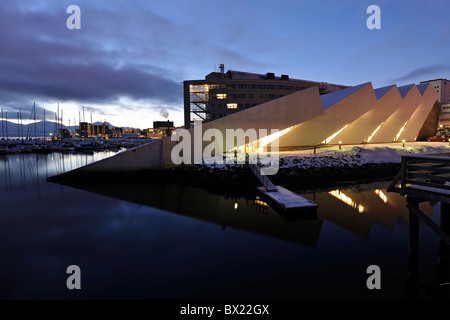 Die arktische Touristenattraktion Polaria in Tromsø, Nordnorwegen. Stockfoto