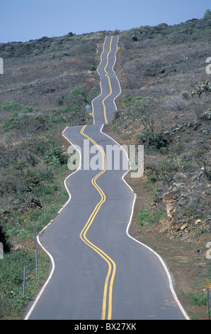 Straße Kurven Wicklung verdrehen amüsant humor schräg Piilani Autobahn Hana Maui Hawaii USA United States A Stockfoto