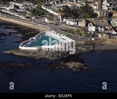 Luftbild Penzance öffnen Luft Schwimmbad Cornwall UK Stockfoto