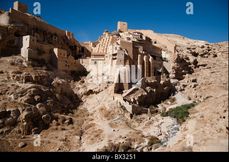 Das Kloster Mar Saba im Jordan-Tal Wüste im Westjordanland. Stockfoto