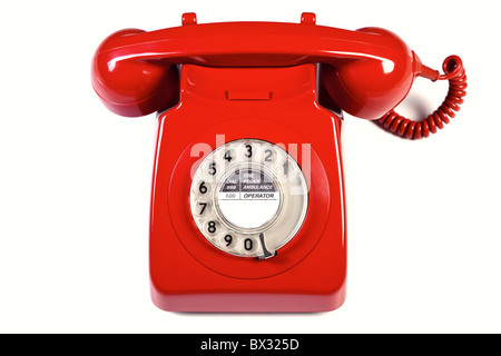 Foto von einer Retro-rotes Telefon isoliert auf einem weißen Hintergrund. Stockfoto