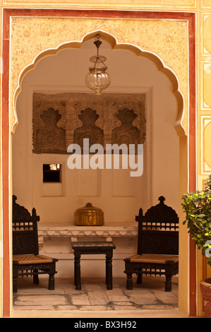 Interieur, Samode Palast, Rajasthan, Indien Stockfoto