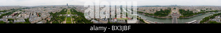 360-Grad Panorama Stadtbild von Paris vom Eiffelturm angesehen Stockfoto