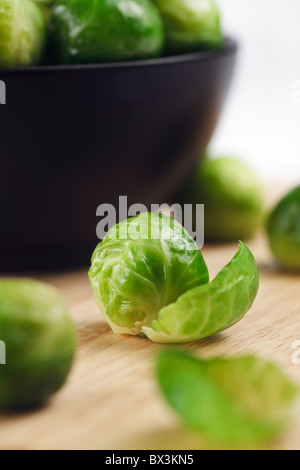 Nahaufnahme von Rosenkohl Stockfoto