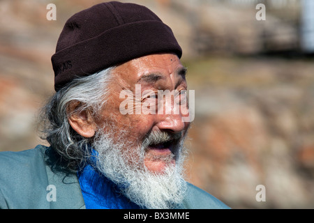 Porträt von älteren Inuit Mann von Uummannaq, Nord-Grönland, Grönland Stockfoto