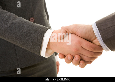 Foto des Handshakes Geschäftspartner nach Vertragsunterzeichnung Stockfoto