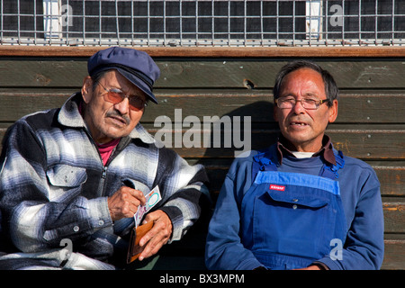 Porträt der älteren Männer, Inuit von Uummannaq, Nord-Grönland, Grönland Stockfoto