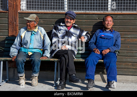 Porträt der älteren Männer, Inuit von Uummannaq, Nord-Grönland, Grönland Stockfoto