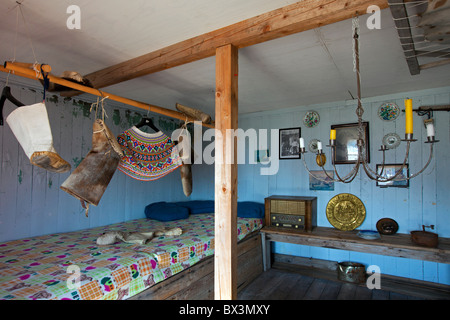 Innenraum des traditionellen Hauses im Musée Uummannaq Nord-Grönland, Grönland Stockfoto