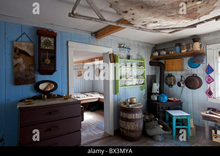 Innenraum des traditionellen Hauses im Musée Uummannaq Nord-Grönland, Grönland Stockfoto