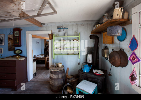 Innenraum des traditionellen Hauses im Musée Uummannaq Nord-Grönland, Grönland Stockfoto