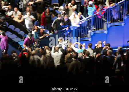 Rafael Nadal in die O2 Arena für das Finale der die Barclays ATP World Tour Finals Finale 2010 gegen Roger Federer Stockfoto