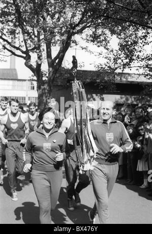 Relais, Emil Zatopek, Dana Zátopková Stockfoto