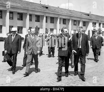 Alexander Dubcek, Leonid Brezhnev, Josef Smrkovsky, Nikolai Podgorny, Gespräche, Negotitations, Cierna nad Tisou Stockfoto