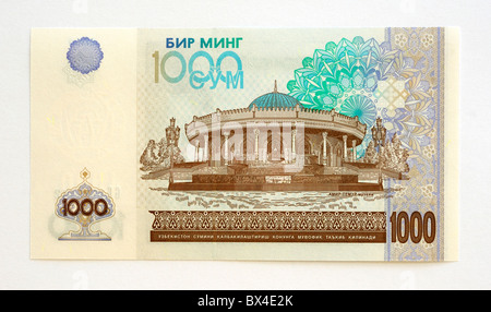 Usbekistan 1000 ein Tausend Som Banknote. Stockfoto